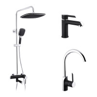 Набор 3 в 1 душова система Kroner Essen-SCH063 + змішувач Essen-SCH030 + змішувач Essen-SCH010