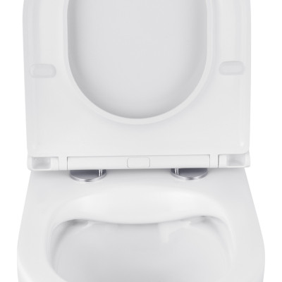 Комплект 4 в 1: Інсталяція Grohe Solido 2 в 1 38971000 + Панель змиву для унітаза Grohe Even Black 38966KV0 + Унітаз безобідковий Kroner Harz WHI483632 TORNADO з сидінням Slim Duroplast / Soft-close / Quick relase KH483632WHIT (38971966KV0KH48T)