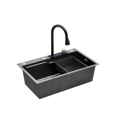 Кухонна мийка Kroner KRP Schwarze - SET7546HM PVD (3.0/0.7 мм) Кухонна мийка Kroner KRP Schwarze - SET7546HM PVD (3.0/0.7 мм)