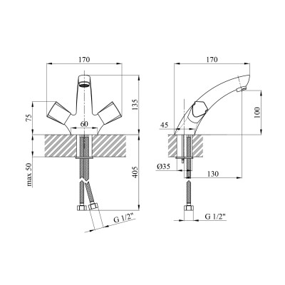 Змішувач для раковини Kroner KRM Regen - C010 Змішувач для раковини Kroner KRM Regen - C010