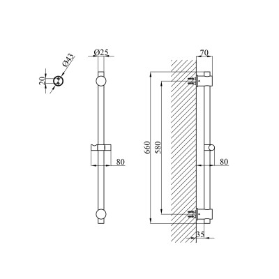Штанга для душу Kroner KRP Edelstahl Klassisch - ESG230 Штанга для душу Kroner KRP Edelstahl Klassisch - ESG230