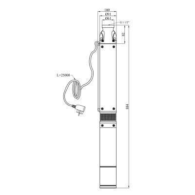 Насос глибинний відцентрований багатоступінчатий Pumpman 3.5КСЕМ3-8-0,37 кВт Hmax 46 м Qmax 5,4 куб.м 370 Вт