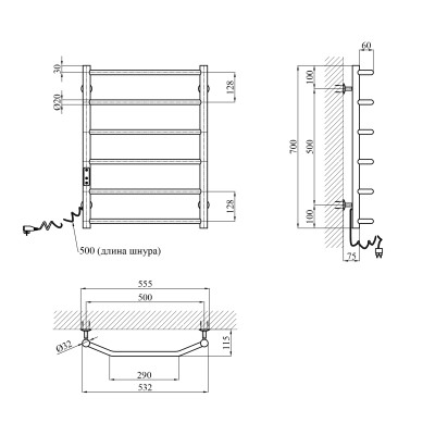 Сушарка для рушників електрична Kroner KRP Diva EL700x500-6
