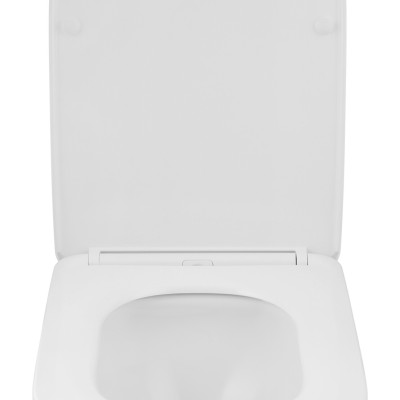 Комплект 4 в 1: Інсталяція Grohe Solido 2 в 1 38971000 + Панель змиву для унітаза Grohe Even Black 38966KV0 + Унітаз підвісний безобідковий Kroner Eifel WHI483429 TORNADO з сидінням Slim Duroplast / Soft-close / Quick relase KE483429WHIT(38971966KV0KE48T)