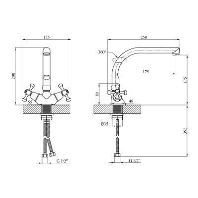 Змішувач для кухні Kroner KRM Rhein - C033 Змішувач для кухні Kroner KRM Rhein - C033