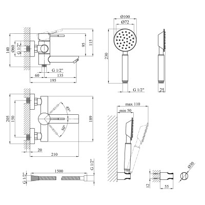 Змішувач для ванни Kroner KRP Edelstahl Klassisch - ESG060 Змішувач для ванни Kroner KRP Edelstahl Klassisch - ESG060