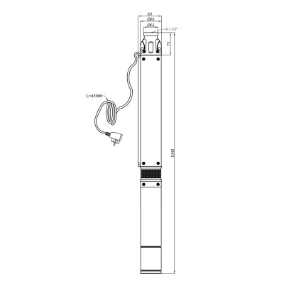 Насос глибинний відцентрований багатоступінчатий Pumpman 3.5КСЕМ3-12-0,75 кВт Hmax 66 м Qmax 5,4 куб.м 750 Вт