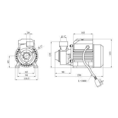 Насос поверхневий вихровий Agua QB 60 Нmax 35 м Qmax 35 л/хв P 370 Вт
