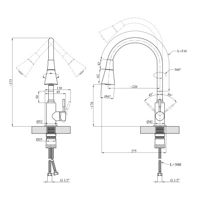 Змішувач для кухні Kroner KRP Edelstahl Klassisch - PVD031BLK Змішувач для кухні Kroner KRP Edelstahl Klassisch - PVD031BLK
