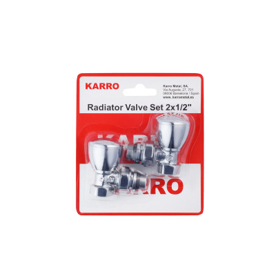 Комплект радіаторних кутових кранів верхні Karro 1/2