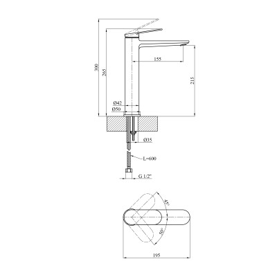 Змішувач для раковини Kroner Element 211111-0101 Змішувач для раковини Kroner Element 211111-0101