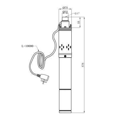 Насос глибинний шнековий Agua 3S QGD 1.8-75-0.37 Hmax 75 м Qmax 30 л/хв P 370 Вт з вбудованим конденсатором