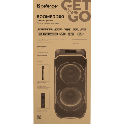 Портативна акустика Defender Boomer 200 200Вт Black (65201) (7151831) Портативна акустика Defender Boomer 200 200Вт Black (65201) (7151831)