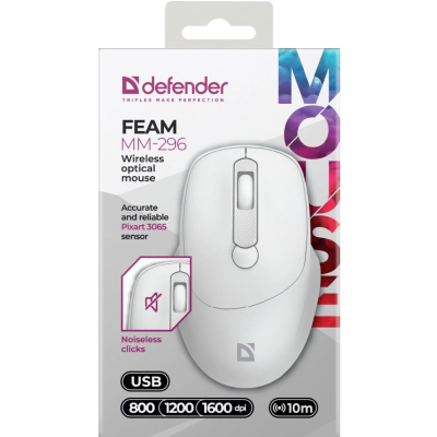 Миша Defender Feam MM-296 White (52297) (7125990) Миша Defender Feam MM-296 White (52297) (7125990)