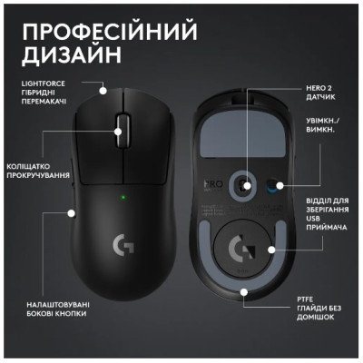 Миша Logitech Pro X Superlight 2 Lightspeed Black (910-006630) (6912724) Миша Logitech Pro X Superlight 2 Lightspeed Black (910-006630) (6912724)