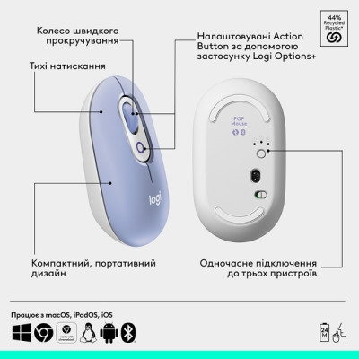 Миша Logitech POP with emoji Lilac(L910-007414) (7031694) Миша Logitech POP with emoji Lilac(L910-007414) (7031694)