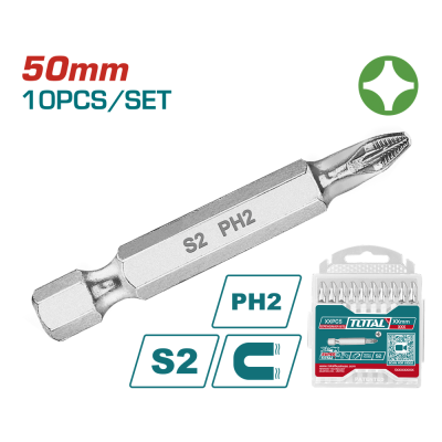Викрутні насадки TOTAL TAC16PH223, PH2, 50 мм, 10 шт. (7090267)