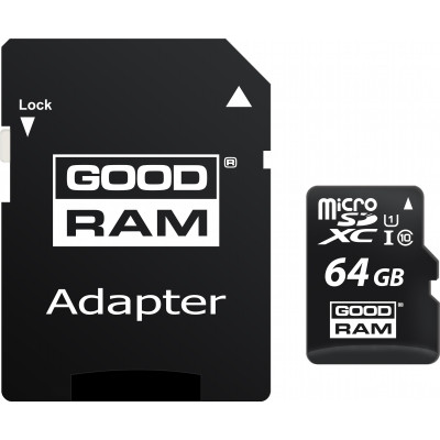 Карта пам'яті GoodRam microSDXC 64GB Class 10 UHS I (M1AA-0640R12) + SD адаптер (6475884) Карта пам'яті GoodRam microSDXC 64GB Class 10 UHS I (M1AA-0640R12) + SD адаптер (6475884)