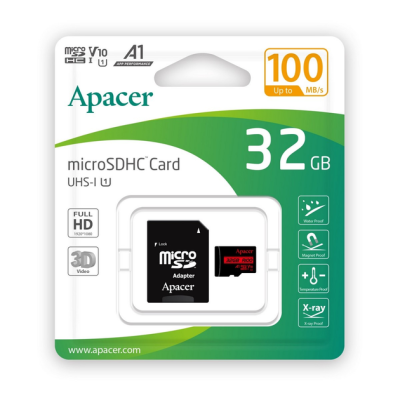 Карта пам'ятi Apacer microSDHC 32GB U1 V10 A1 R100 + adapter (100/10 MB/s) (7005388)