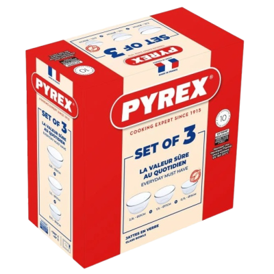 Набір мисок Pyrex, 3 шт (0.7 л, 1.1 л, 2.3 л) (7092364) Набір мисок Pyrex, 3 шт (0.7 л, 1.1 л, 2.3 л) (7092364)