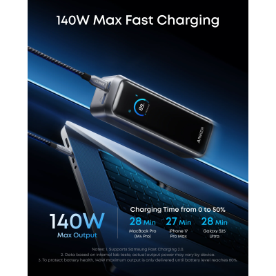 Портативний зарядний пристрій Anker Prime - 20000 mAh 220W PD Black (7263065) Портативний зарядний пристрій Anker Prime - 20000 mAh 220W PD Black (7263065)