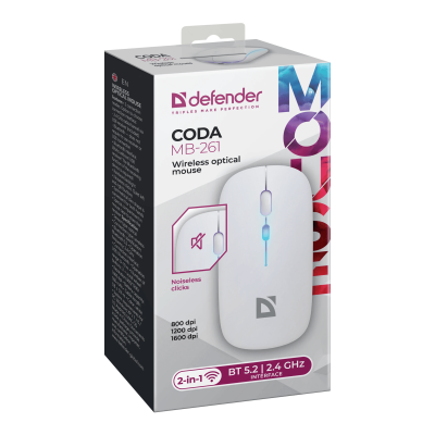 Миша Defender Coda MB-261 White (52262) (7293235) Миша Defender Coda MB-261 White (52262) (7293235)