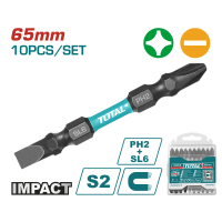 Викрутні насадки TOTAL TACIM16HL133, PH2+SL6, 65мм, 10шт. (7090275)