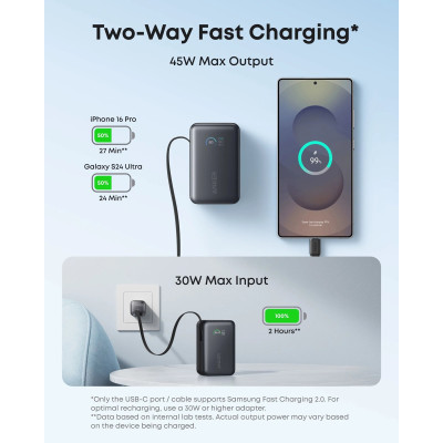 Портативний зарядний пристрій Anker Nano - 10000 mAh 45W Built-In USB-C Cable Black (7206698) Портативний зарядний пристрій Anker Nano - 10000 mAh 45W Built-In USB-C Cable Black (7206698)