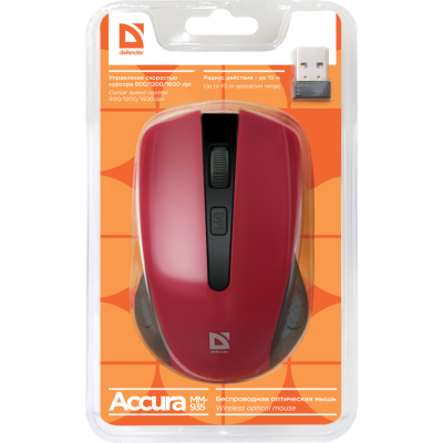 Миша Defender Accura MM-935 Wireless Red (52937) (6343376) Миша Defender Accura MM-935 Wireless Red (52937) (6343376)