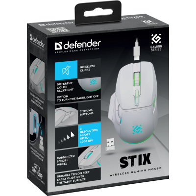 Миша Defender Stix GM-009 White (52009) (6972017)