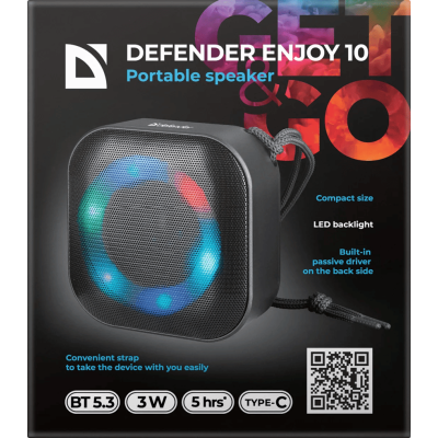 Портативна акустика Defender Enjoy 10 3Вт Black (65009) (7202788) Портативна акустика Defender Enjoy 10 3Вт Black (65009) (7202788)