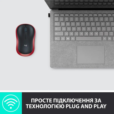 Миша Logitech Wireless Mouse M185 RED - EWR2 (910-002237) (7196815)