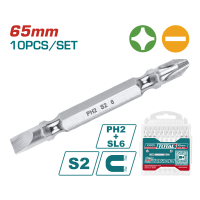 Викрутні насадки TOTAL TAC16HL133, PH2+SL6, 65 мм, 10 шт. (7090268)
