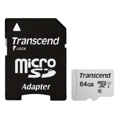 Карта пам'яті Transcend microSDXC 64GB UHS-I U1 (TS64GUSD300S-A) + SD адаптер (6412860) Карта пам'яті Transcend microSDXC 64GB UHS-I U1 (TS64GUSD300S-A) + SD адаптер (6412860)