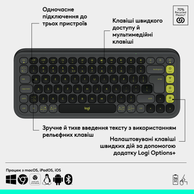 Клавіатура Logitech POP Icon Keys Graphite UKR (L920-013157) (7031715) Клавіатура Logitech POP Icon Keys Graphite UKR (L920-013157) (7031715)