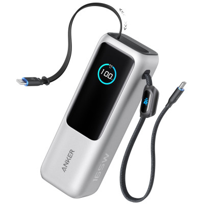 Портативний зарядний пристрій Anker 25000 mAh 165W PD Built-In Double USB-C Cables Silver (7160683) Портативний зарядний пристрій Anker 25000 mAh 165W PD Built-In Double USB-C Cables Silver (7160683)