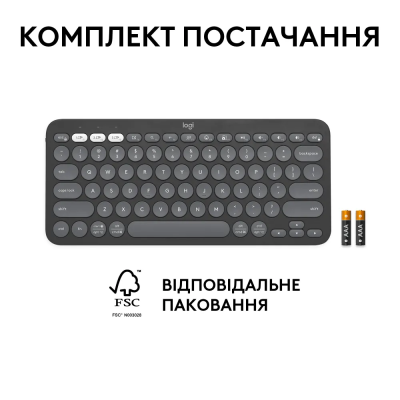 Клавіатура Logitech K380s Pebble Keys 2 Tonal Graphite (6915629)