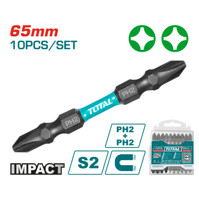 Викрутні насадки TOTAL TACIM16PH233, PH2+PH2, 65мм,10шт. (7090274)