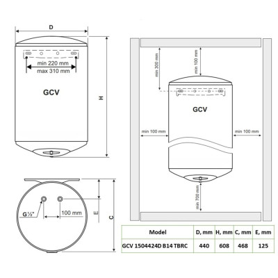 Водонагрівач Tesy ANTICALC GCV 1504424D B14 TBRC (7229712)