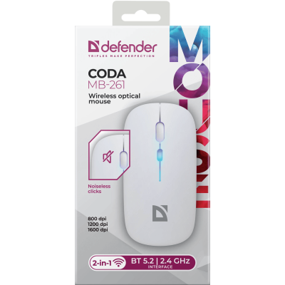 Миша Defender Coda MB-261 White (52262) (7293235) Миша Defender Coda MB-261 White (52262) (7293235)