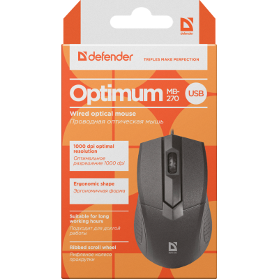 Миша Defender Optimum MB-270 USB Black (52270) (6414728)