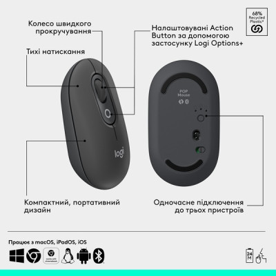 Миша Logitech POP with emoji Graphite (L910-007412) (7031692) Миша Logitech POP with emoji Graphite (L910-007412) (7031692)