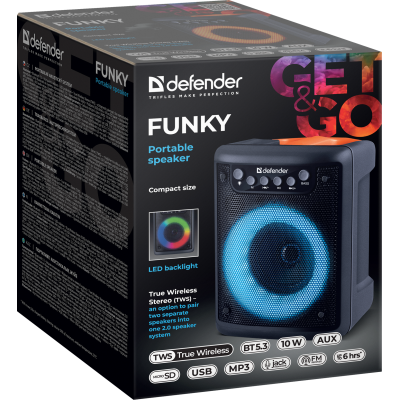Портативна акустика Defender Funky 10Вт Black (65053) (7191845) Портативна акустика Defender Funky 10Вт Black (65053) (7191845)