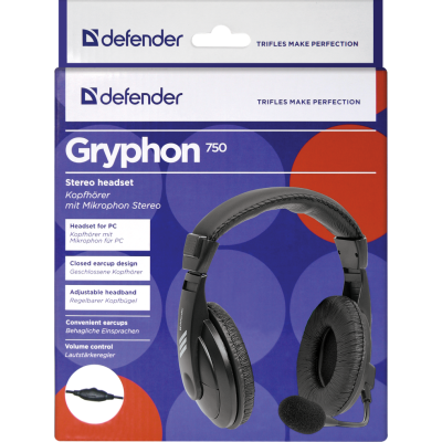 Гарнітура Defender Gryphon HN-750 Black (63750) (5780412)