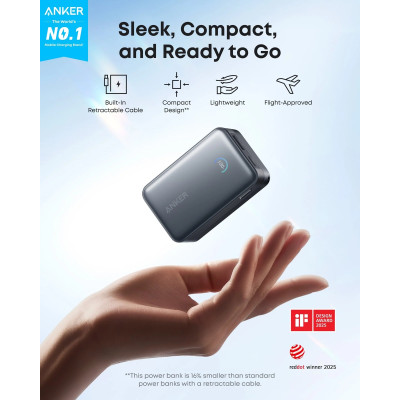 Портативний зарядний пристрій Anker Nano - 10000 mAh 45W Built-In USB-C Cable Black (7206698) Портативний зарядний пристрій Anker Nano - 10000 mAh 45W Built-In USB-C Cable Black (7206698)