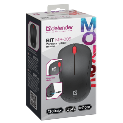 Миша Defender Bit MB-205 Wireless BLACK (52205)  (6918402)