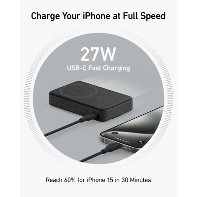 Портативний зарядний пристрій Anker MagGo 10000 mAh Qi2 15W + USB-C PD 27W Black (6962726) Портативний зарядний пристрій Anker MagGo 10000 mAh Qi2 15W + USB-C PD 27W Black (6962726)