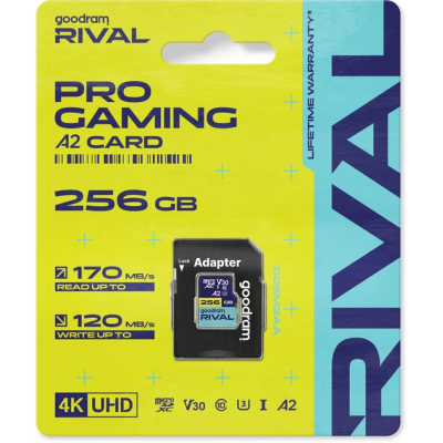 Карта пам'яті GoodRam RIVAL microSDXC 256GB V30 A2 (UHS I U3) + ad (7284593) Карта пам'яті GoodRam RIVAL microSDXC 256GB V30 A2 (UHS I U3) + ad (7284593)
