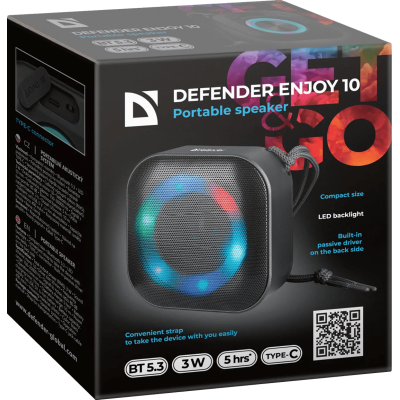 Портативна акустика Defender Enjoy 10 3Вт Black (65009) (7202788) Портативна акустика Defender Enjoy 10 3Вт Black (65009) (7202788)