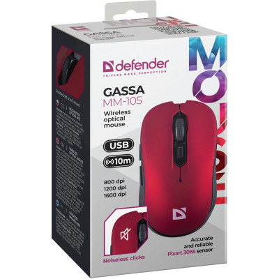 Миша Defender Gassa MM-105 Red (52103) (7191278) Миша Defender Gassa MM-105 Red (52103) (7191278)